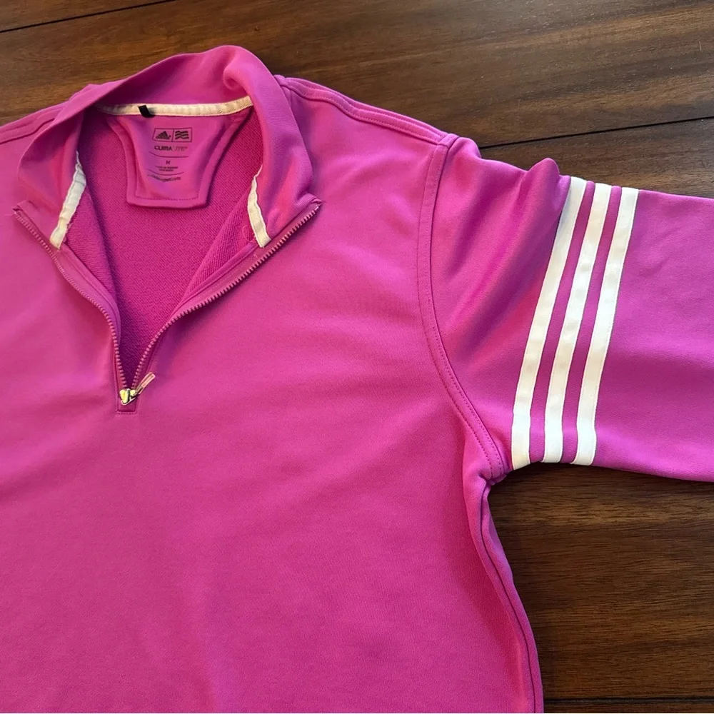 Adidas Men’s Golf Climalite 1/4 Zip Long Sleeve Pullover Athletic Pink Sz Medium